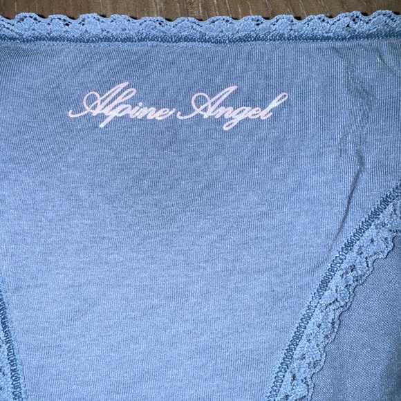 VICTORIA SECRET BLUE ALPINE ANGEL HIGH WAIST LACE TRIM COTTON BIKINI PANTY LARGE - Picture 12 of 13